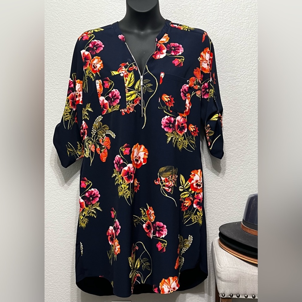 New York & Company, Navy Tropical Dress, XL